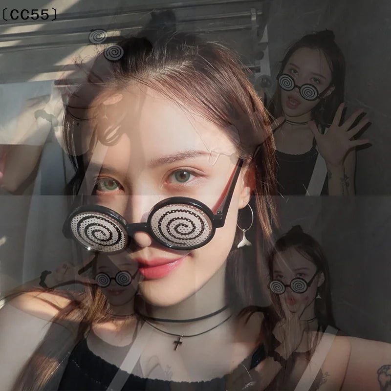 Cosplay Vertigo Glasses – Funny Anime Dizzy Party Photo Props Costume Glasses Qst