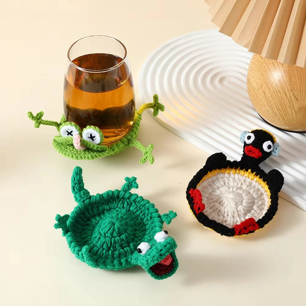 Crochet Animal Coaster – Handwoven Heat-Resistant Drink Mat Crochet Drink Coaster Qst