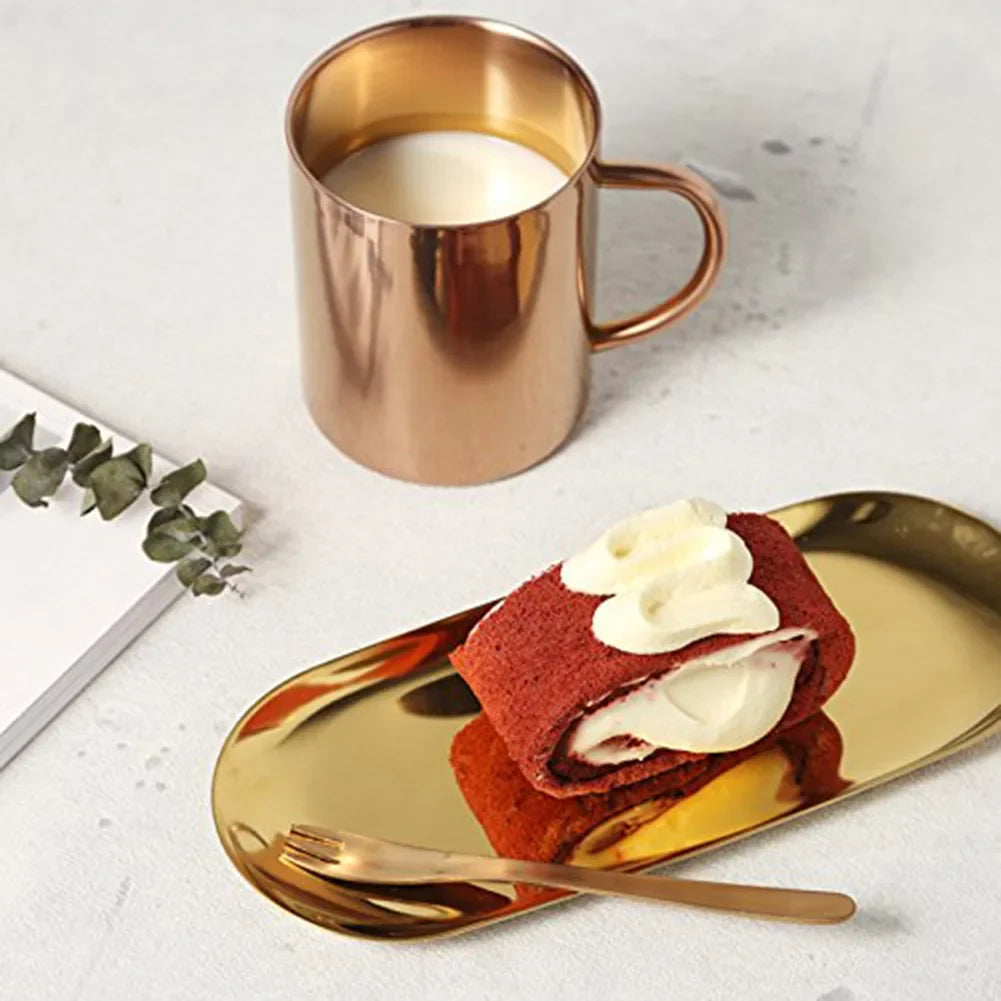 Oval Stainless Steel Tray – Jewelry, Tea & Cosmetics Plate Serving Tray Qme