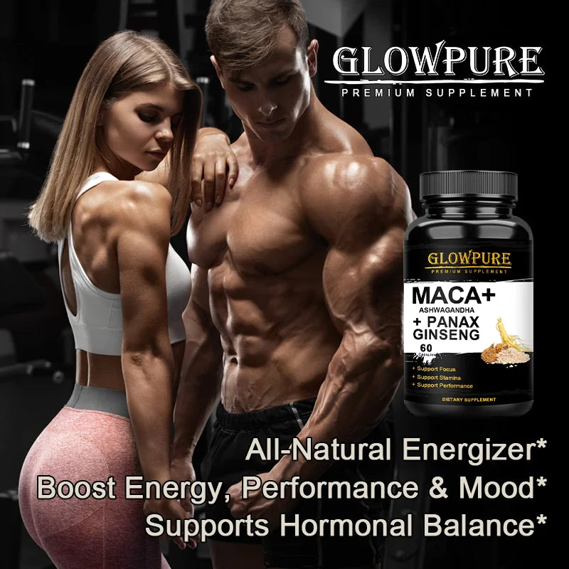 Organic Maca & Ashwagandha Capsules – Energy & Endurance Herbal Supplement Capsules Qst