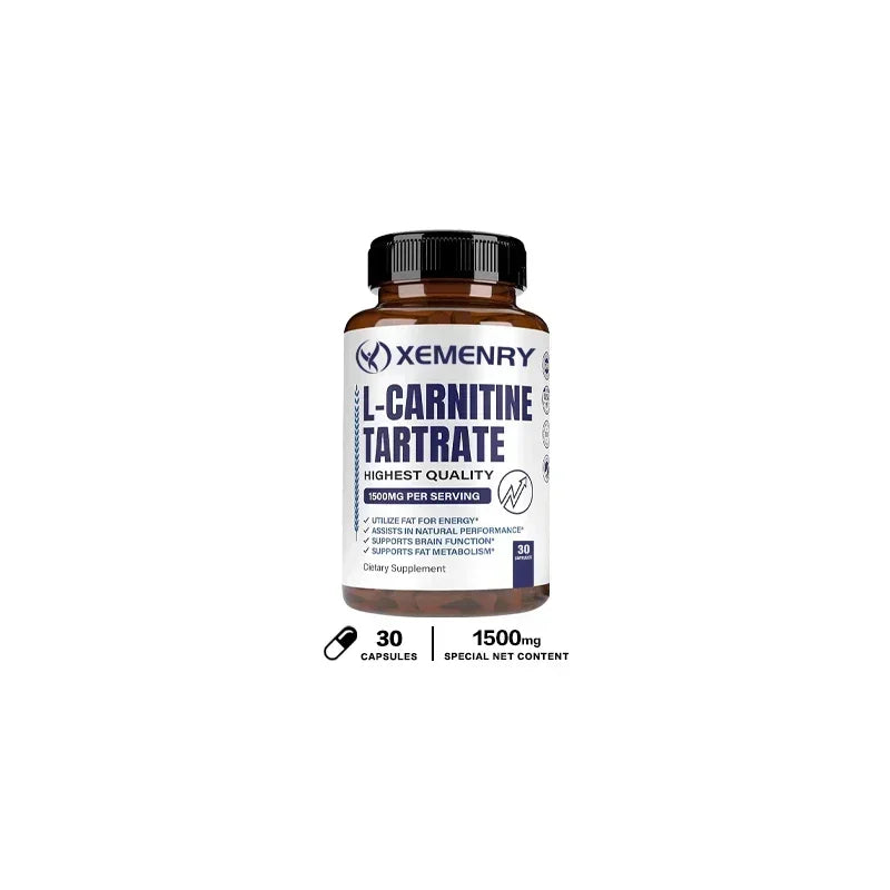 Xemenry L-Carnitine Tartrate 1500mg – Energy & Lean Muscle L-Carnitine Supplement Qst 30 Capsules