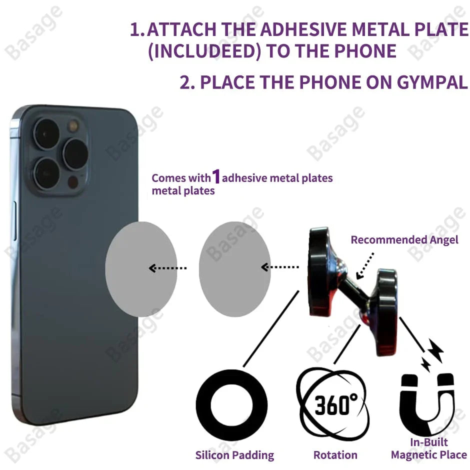 Dual Magnetic Gym Phone Holder – 360° Double-Sided Mount Magnetic Phone Mount Qme