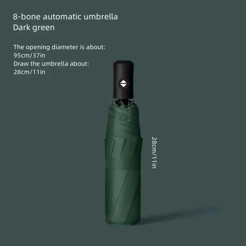 Three-Fold UV Protection Umbrella – Compact Unisex Folding Folding Umbrella Qst green