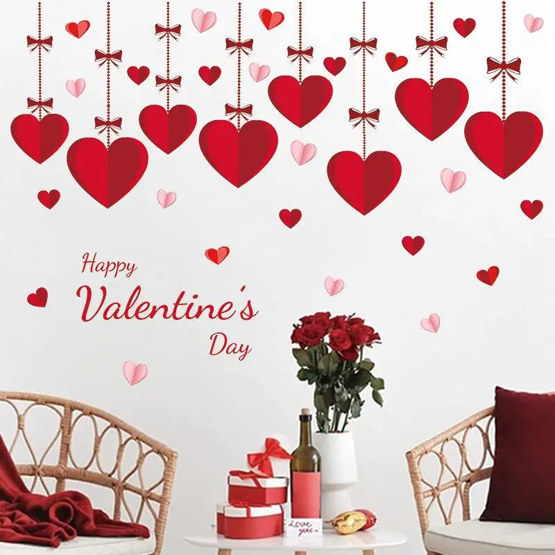 Valentine's Day Heart Stickers – Romantic Window Decor Holiday Decor Stickers Qme