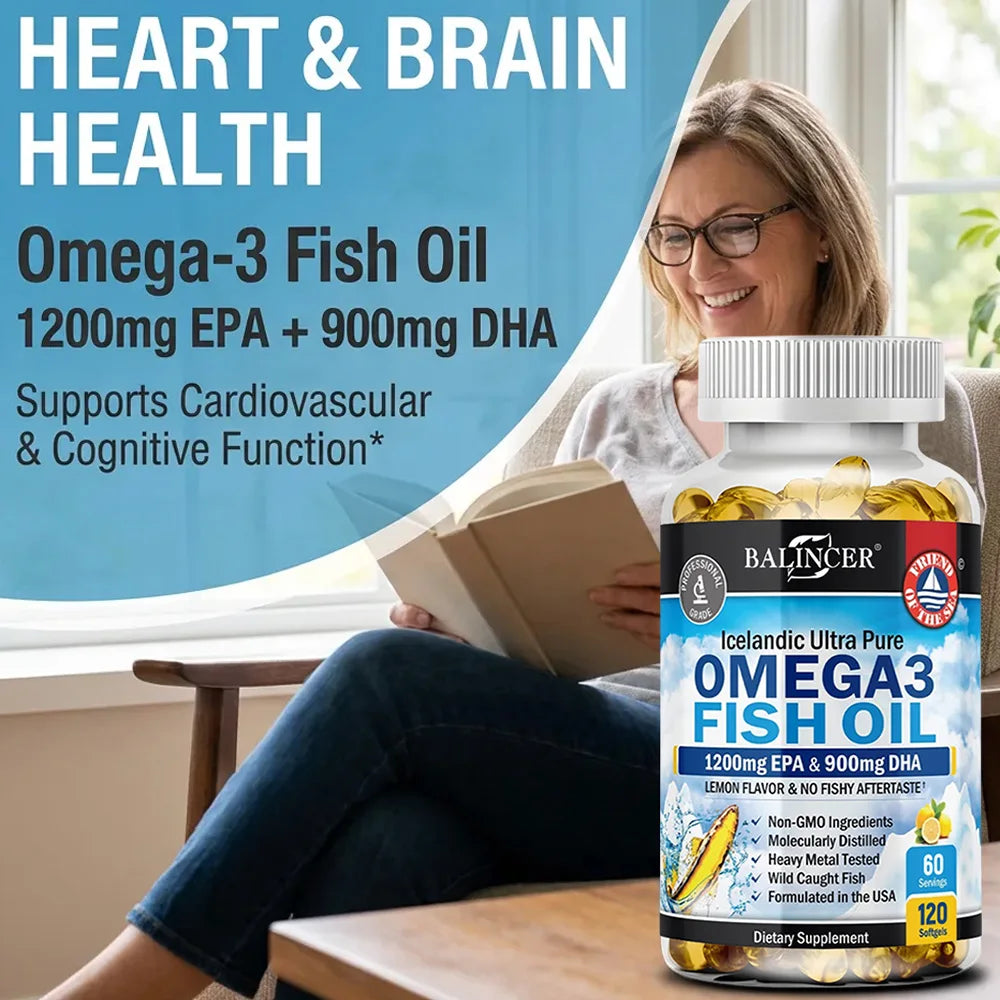 Triple Strength Omega-3 Fish Oil 2250mg – EPA 1200 DHA 900 Omega-3 Supplement Qst