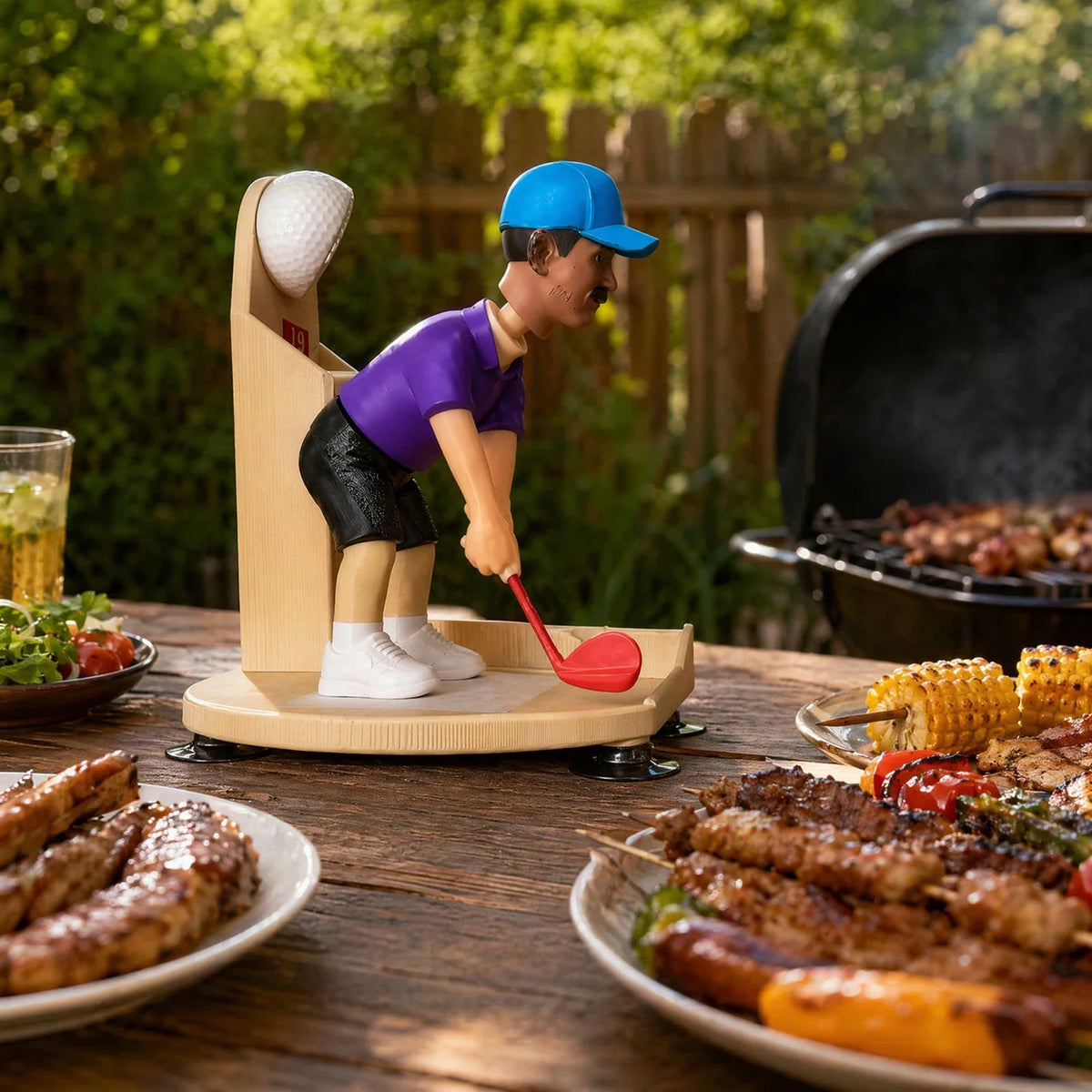 Golfer Figurine Beer Bottle Opener with Cap Collector | Qme Novelty Bottle Opener Qme
