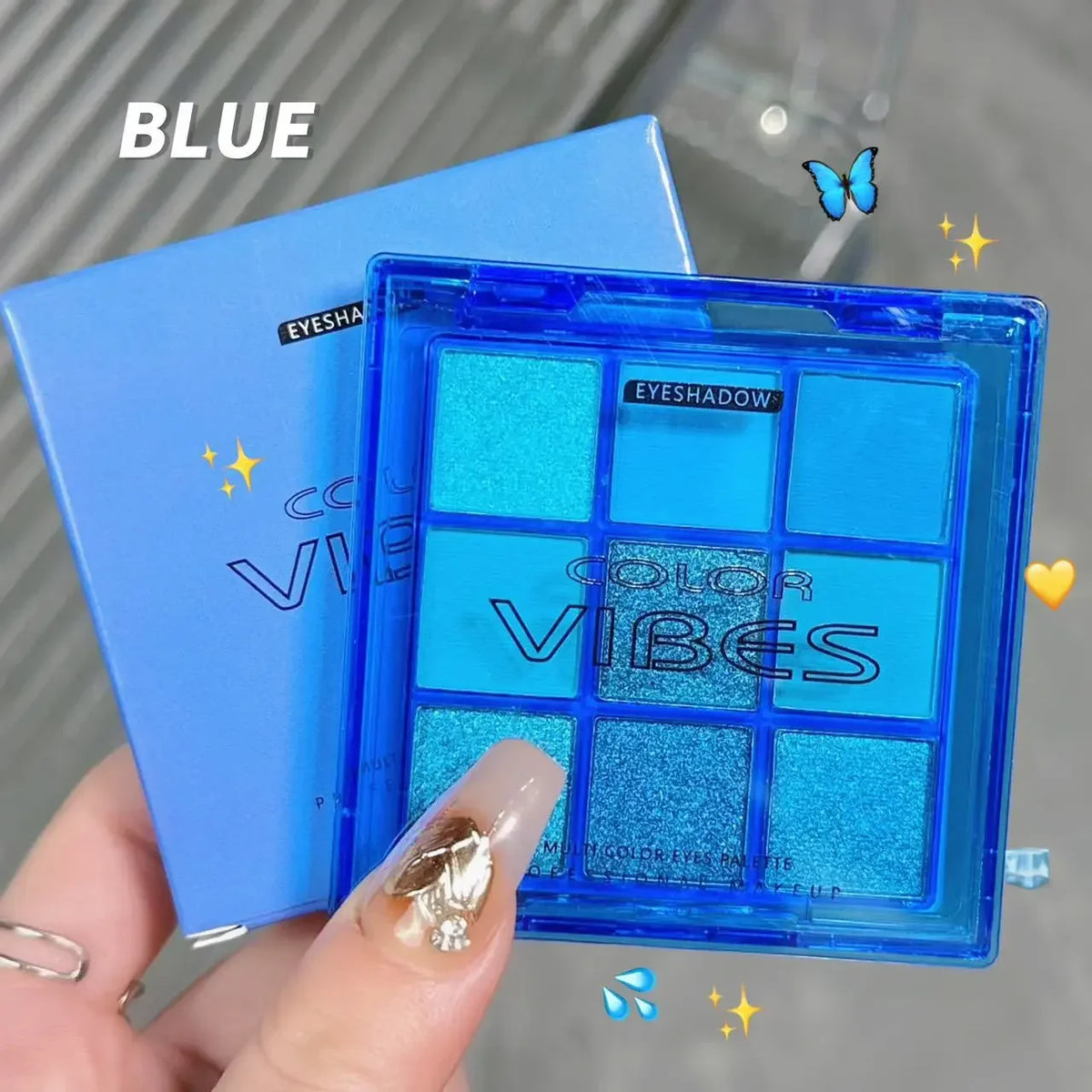 9-Color Glitter Eyeshadow Palette – Punk Smokey Cool Tones Eyeshadow Palette Qme B-03