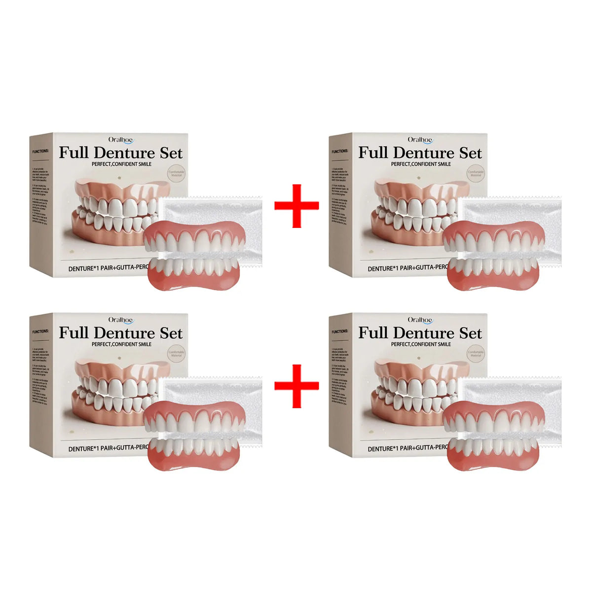 Oralhoe Adjustable Dental Veneer Kit – Upper & Lower Denture Set Dental Veneer Kit Qst 4sets boxed