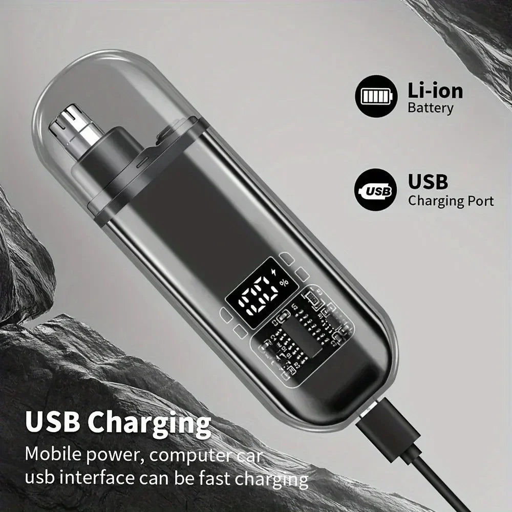 2-in-1 Rechargeable Electric Nose & Ear Hair Trimmer for Men Nose & Ear Trimmer Qme