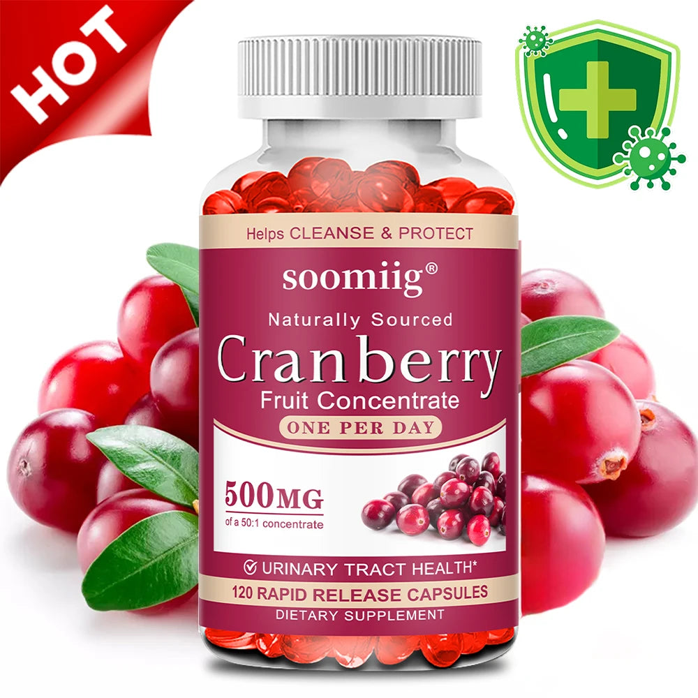 Organic Cranberry Extract Supplement – 120 Capsules | SOOMIIG Herbal Supplement Qst