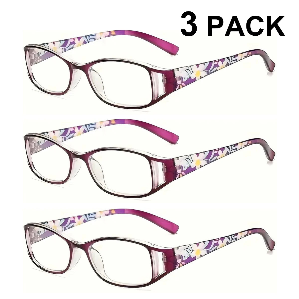 VOPHA Women's Anti-Blue Light Reading Glasses +1.00–+3.00 Reading Glasses Qst 250 3pcs-Purple