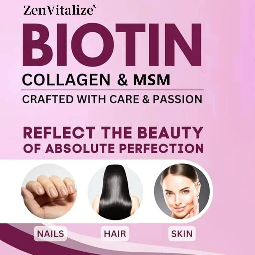 ZENVITALIZE Biotin & Collagen Hair Growth Supplements – Unisex Hair Growth Supplement Qst