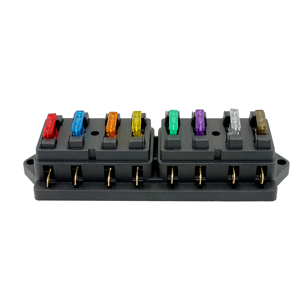 8-Way Fuse Block Box with Blade Fuses – 12V 24V Car Truck Boat Automotive Fuse Block Qme