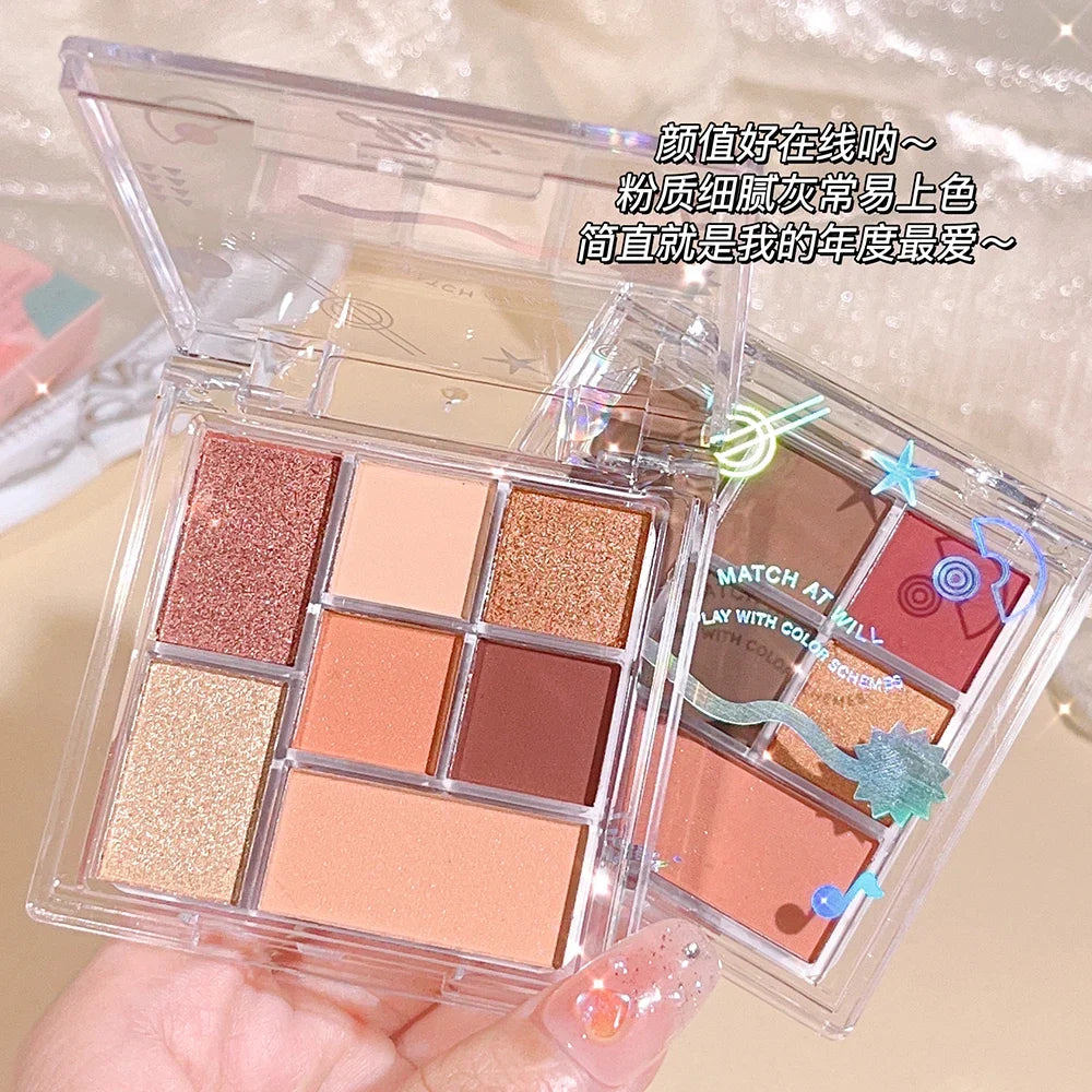7-Shade Nude Pink Eyeshadow Palette – Glitter & Matte | Qme Eyeshadow Palette Qme