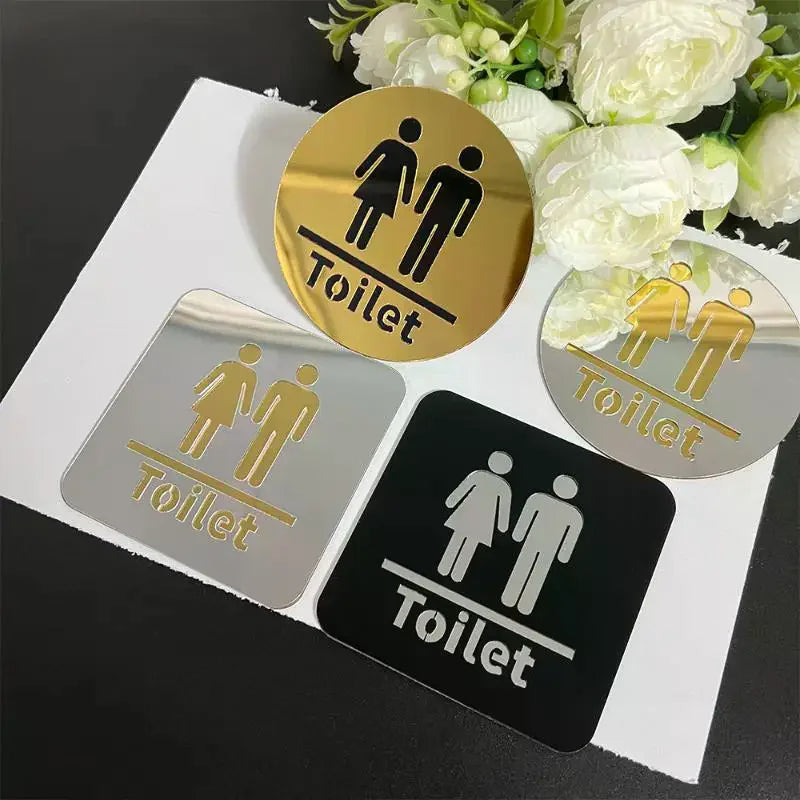 3D Acrylic Bathroom Sign Men Women – Self-Adhesive Wall Sticker Bathroom Door Sign Qme