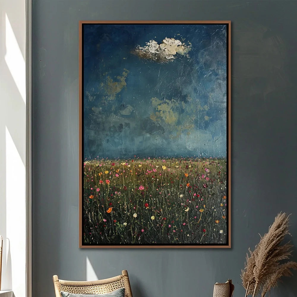 Wildflower Canvas Wall Art – Vintage Floral Farmhouse Decor Print Canvas Wall Art Qst