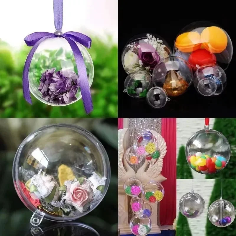 10 Transparent Christmas Bauble Ornaments – Fillable 4cm Balls Christmas Bauble Ornaments Qme