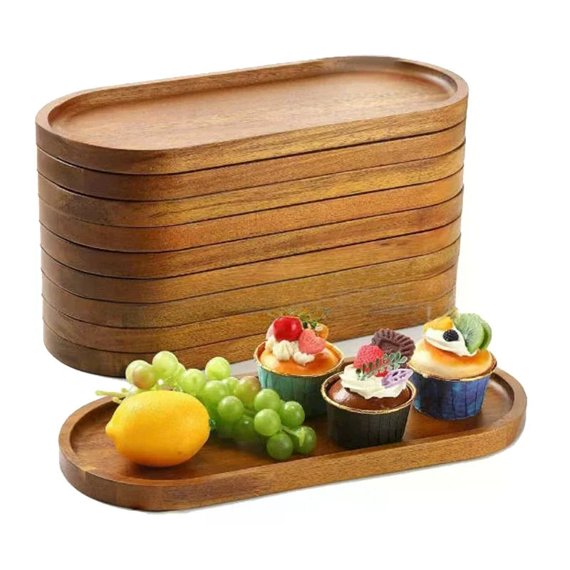Japanese Beech Wood Oval Tray | Mini Solid Wooden Plate Wooden Serving Tray Qme