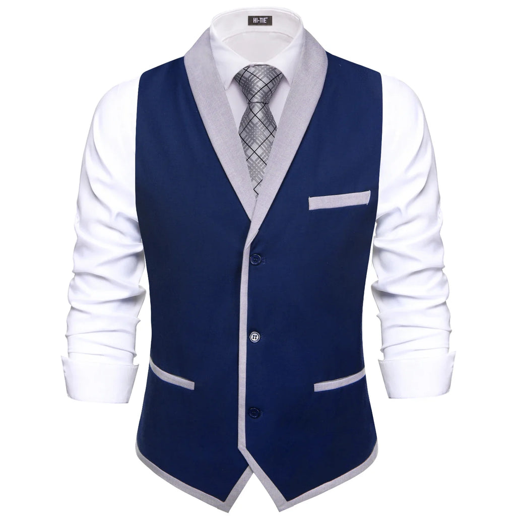 Men's Formal Lapel Waistcoat Set – Tie, Pocket Square & Cufflinks Formal Waistcoat Set Qme