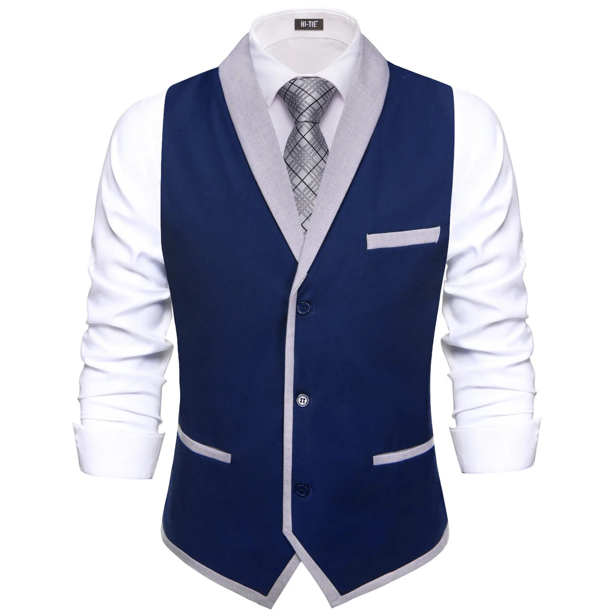Men's Formal Lapel Waistcoat Set – Tie, Pocket Square & Cufflinks Formal Waistcoat Set Qme