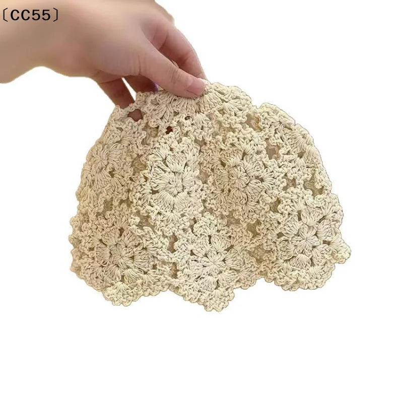 Women's Crochet Hollow Floral Beanie – Boho Summer Hat Crochet Beanie Hat Qst