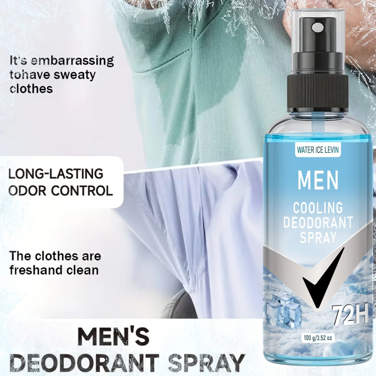 Men's Cooling Deodorant Spray with Niacinamide – 100ml Men's Deodorant Spray Qme