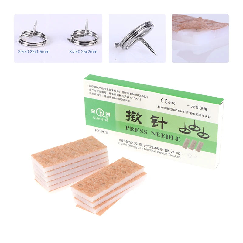 100Pcs Disposable Ear Seed Acupressure Press Needles Kit Acupressure Needle Kit Qst