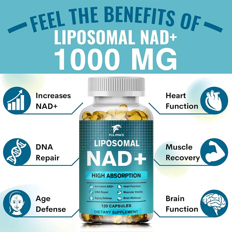 FULIMIKS Liposomal NAD+ 1000mg Capsules – 120ct, Made in USA NAD+ Supplement Qst