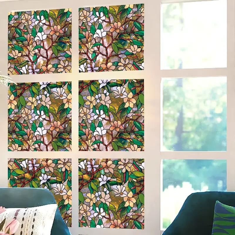 Frosted Flower PVC Static Cling Window Film | Privacy Decal Window Cling Film Qme
