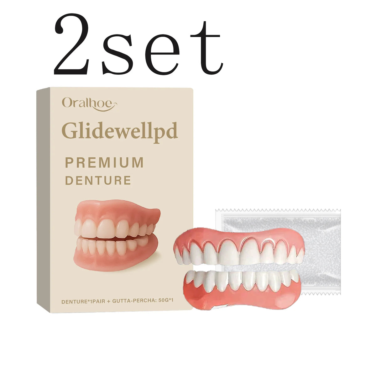 Silicone Denture Care Set – Adhesive for Smile Aesthetics Denture Care Set Qst 2set