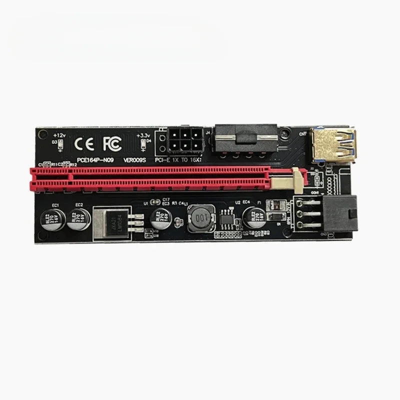 PCIe 1X to 16X Riser Card Dual 6-Pin USB 3.0 Extender Adapter PCIe Riser Card Qme