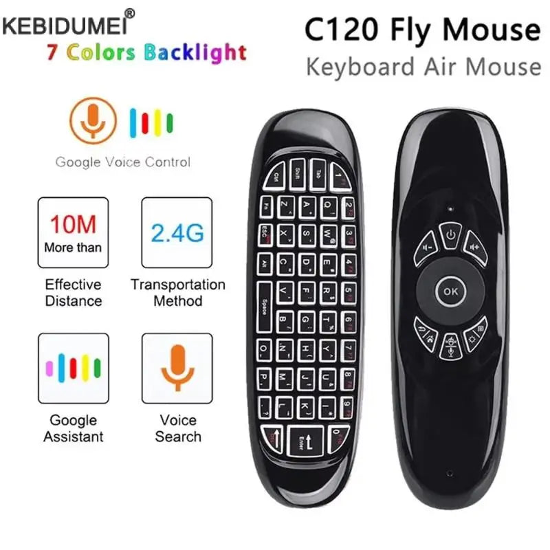 C120 RGB Wireless Air Mouse Keyboard | Gyro Sensor for TV Wireless Air Mouse Keyboard Qme
