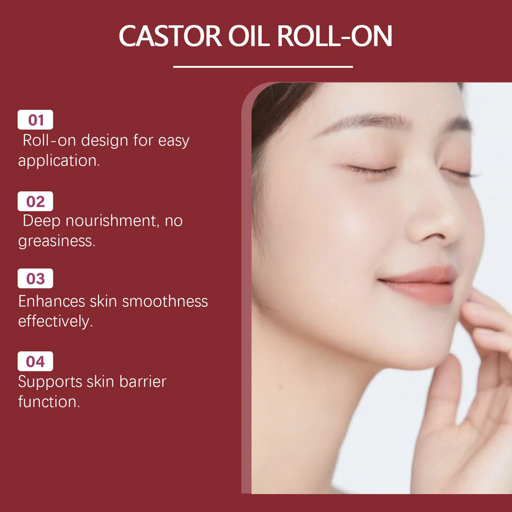 OceAura Castor Oil Roll-On Face Serum – Nourishing 30ml Face Serum Roller Qst