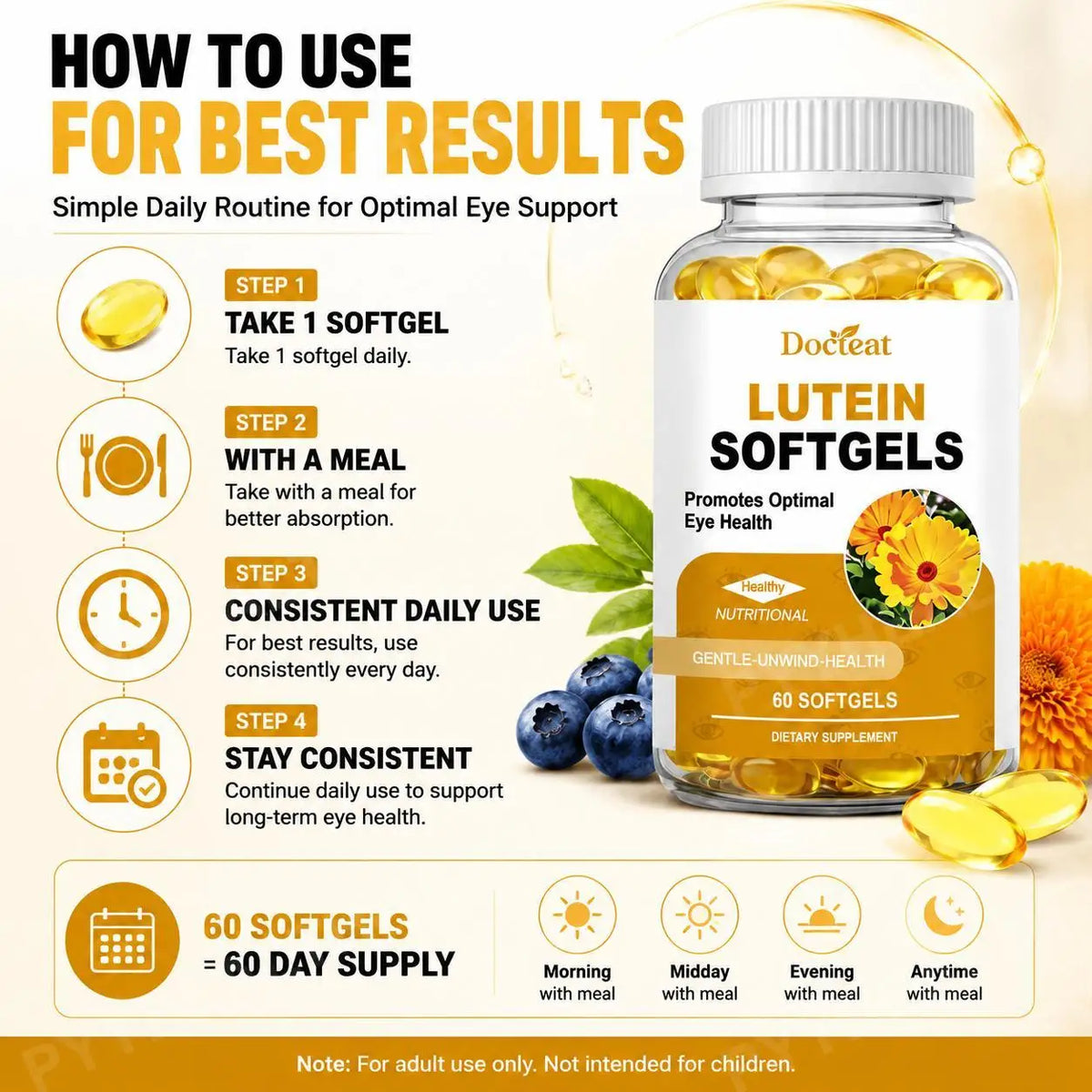 Lutein Zeaxanthin Softgels – Bilberry, Fish Oil & Astaxanthin, 60ct Eye Wellness Supplement Qst