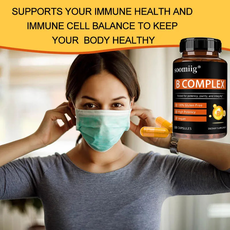 SOOMIIG Vitamin B Complex Capsules – Energy & Skin Support Vitamin B Supplement Qst
