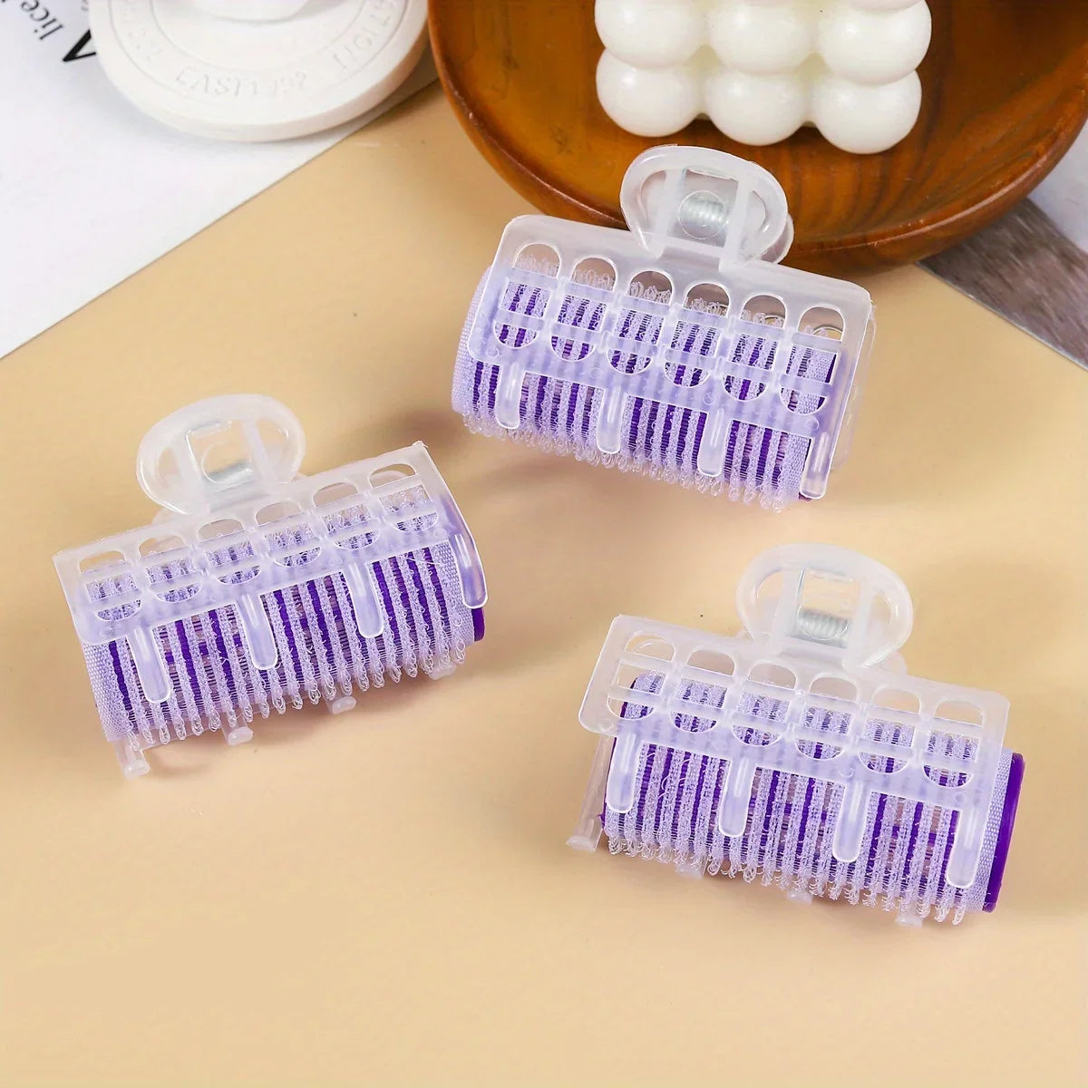 Self-Adhesive Plastic Hair Bang Rollers for Curls & Waves Hair Styling Rollers Qme Purple