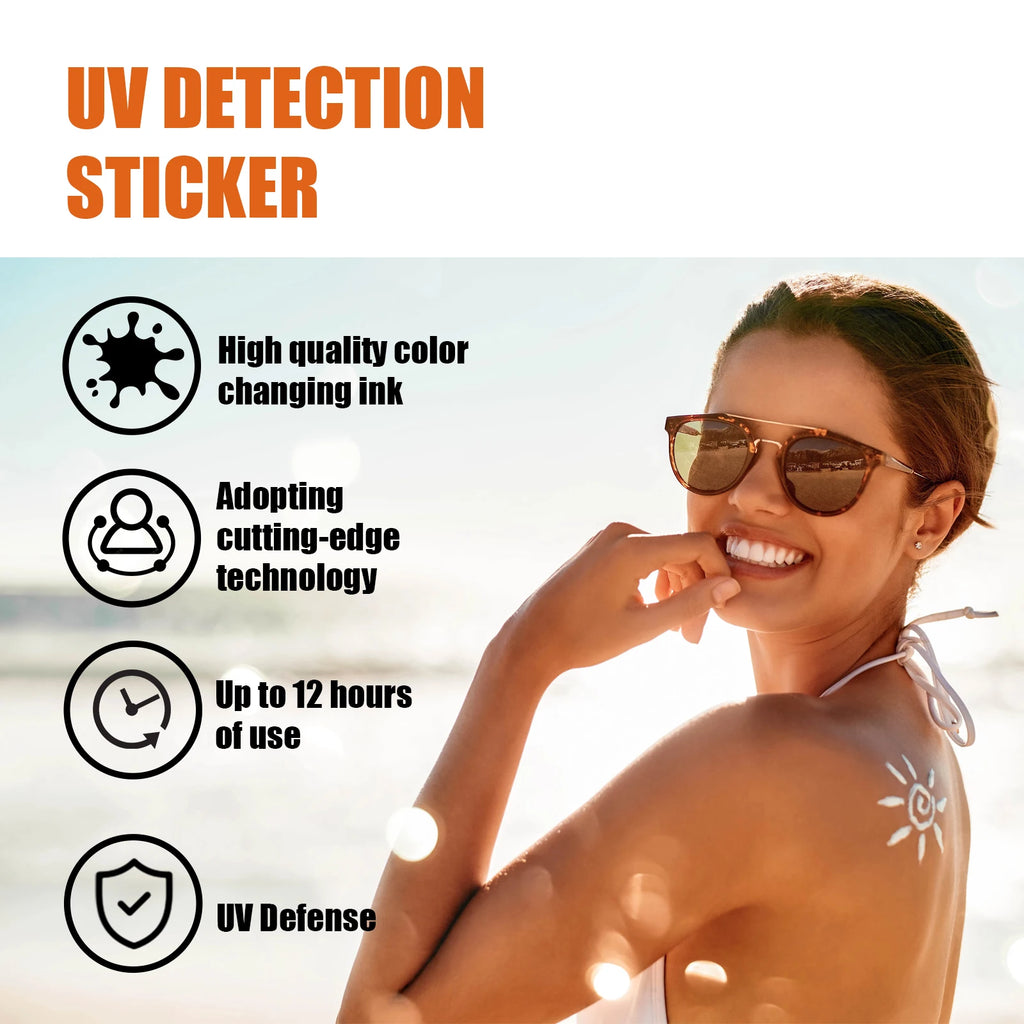 Eelhoe UV Detection Stickers – Sunscreen Reminder Patch 120 pcs UV Protection Sticker Qst