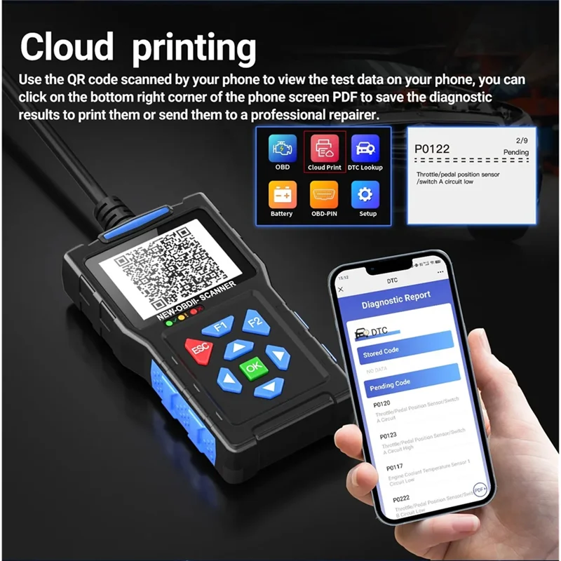 T300 OBD2 Scanner – Automotive Diagnostic Tool Mode 6 & 8 OBD2 Diagnostic Scanner Qme