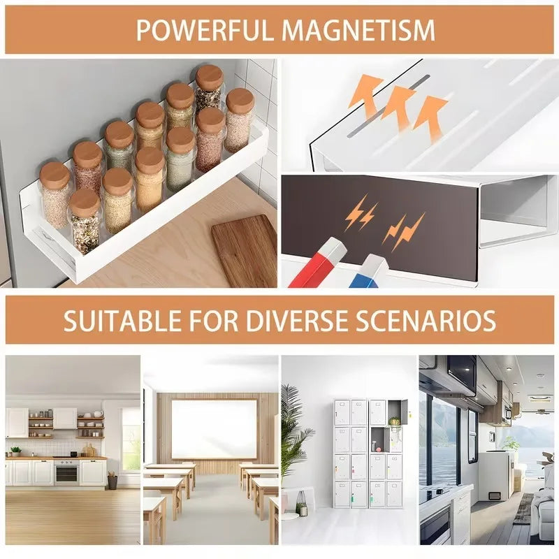 Magnetic Spice Rack Organizer for Fridge – 4-Pack Steel Magnetic Spice Rack Qme