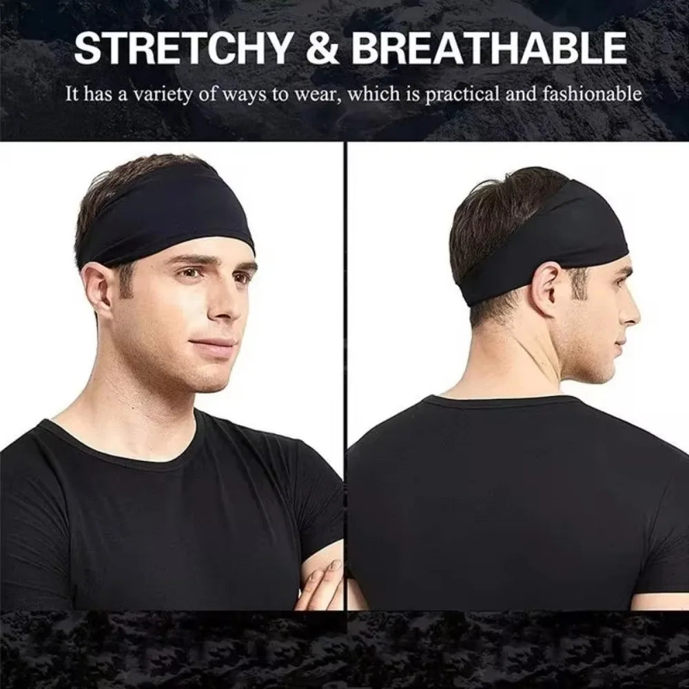 Qme Solid Elastic Non-Slip Quick-Dry Sports Headband Sports Headband Qme