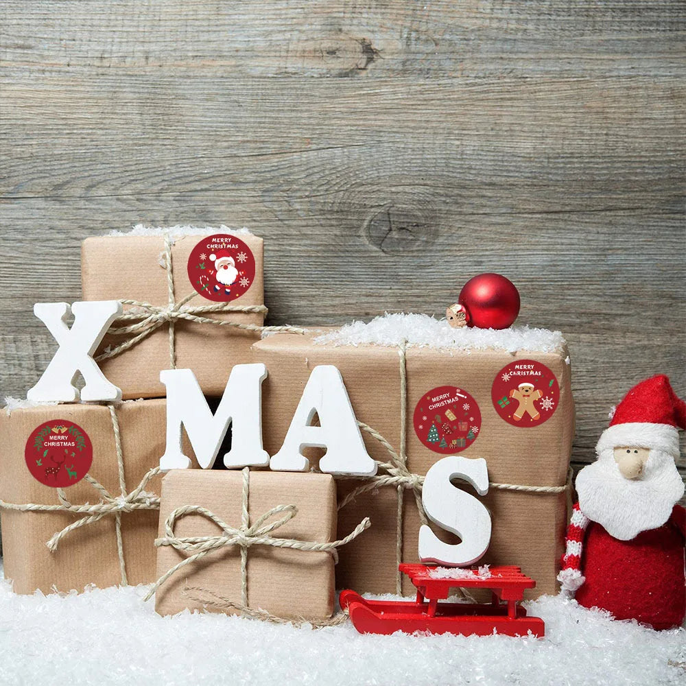 Christmas Self-Adhesive Stickers – Santa & Tree Seal Labels Christmas Stickers Qme
