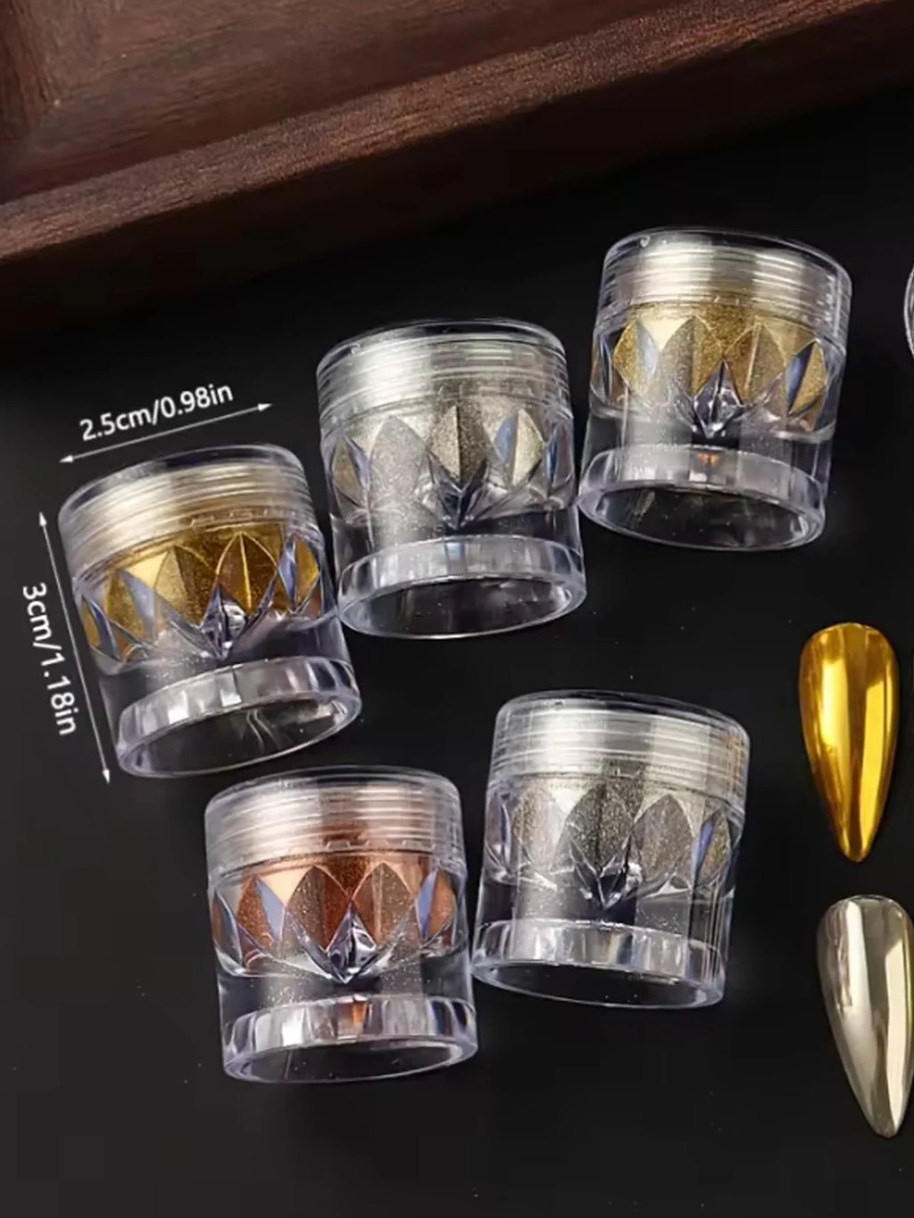 Mirror Chrome Nail Powder – Gold, Silver & Pearl Set Chrome Nail Powder Qme