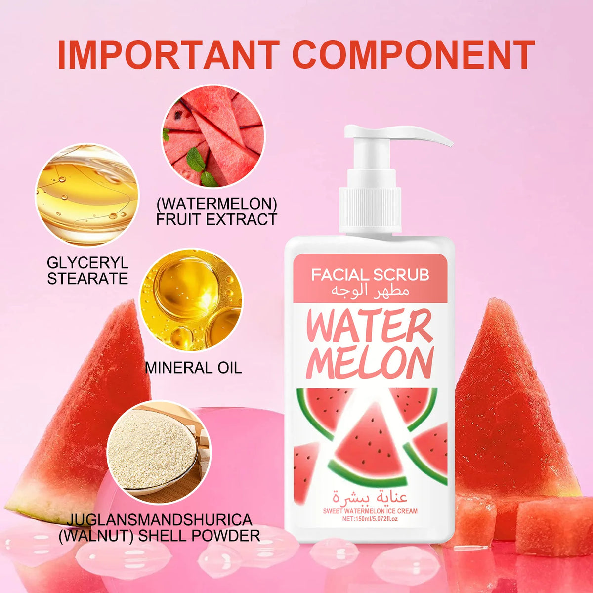Watermelon Ice Cream Facial Scrub – Cleanse & Brighten Facial Scrub Qst