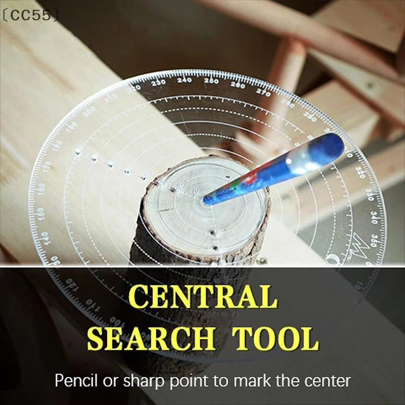 20cm Round Center Finder Compass – Clear Plastic Circle Gauge Woodworking Compass Gauge Qst