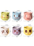 Cartoon Cute Ceramic Succulent Pots with Drainage – Set of 6 Ceramic Succulent Pots Qme 6pcs