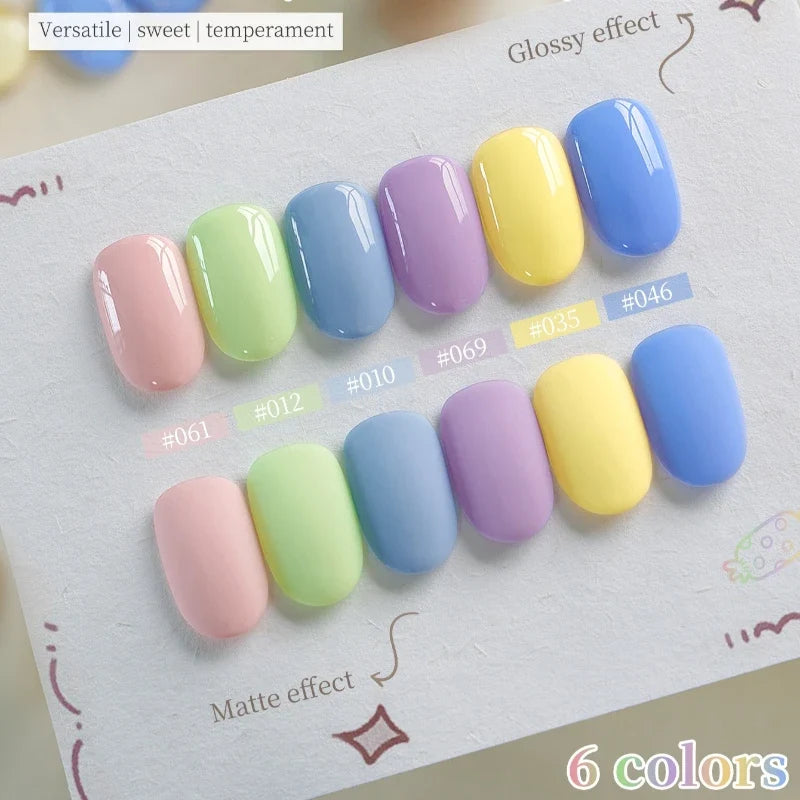 Candy Gel Nail Polish Set – 6 Macaron Pastel Colors | Qme Gel Nail Polish Set Qme