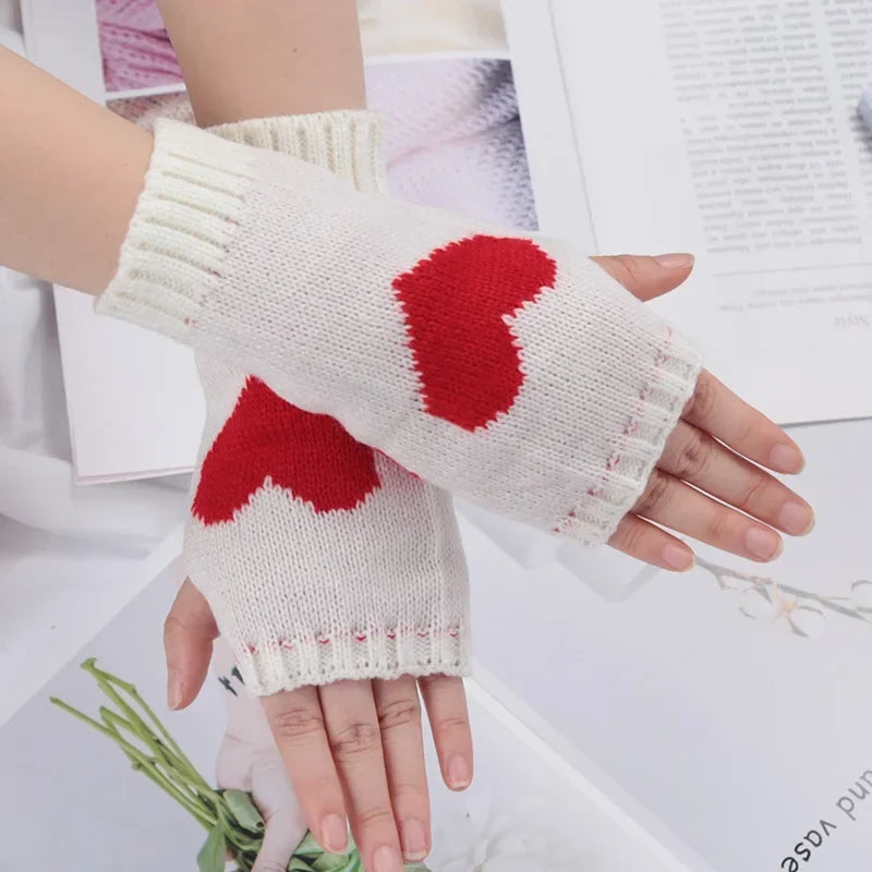 Women's Knitted Fingerless Gloves – Warm Soft Winter Half-Finger Mittens Fingerless Knit Gloves Qme A-4 Length -20cm