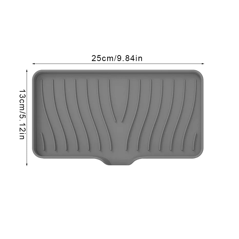 Silicone Self-Draining Soap Dish & Sponge Tray | 6 Colors Soap Dish Tray Qme gray-large