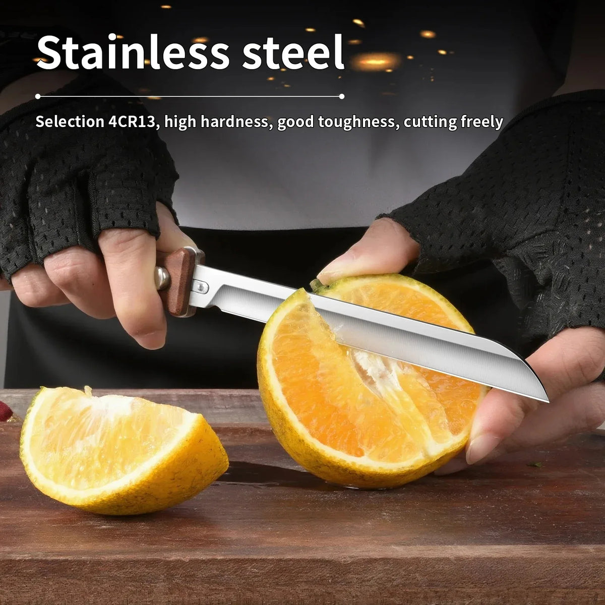 PLYS Handmade Stainless Steel Straight Knife – Outdoor & Kitchen Fixed Blade Knife Qst