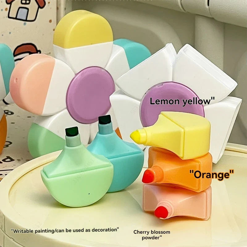 Cute Mini Rotary Highlighters – 5 Colors No Bleed | Qme Rotary Highlighter Set Qme